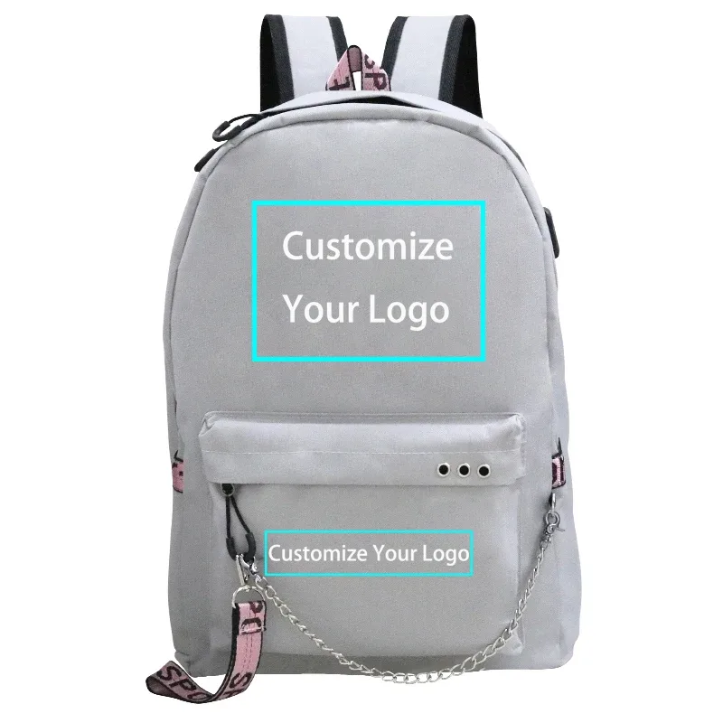 personnalisez votre logo image sac à dos pour adolescents sacs d'école pochette d'ordinateur usb charge sac de voyage sac a dos mochilas para hombre