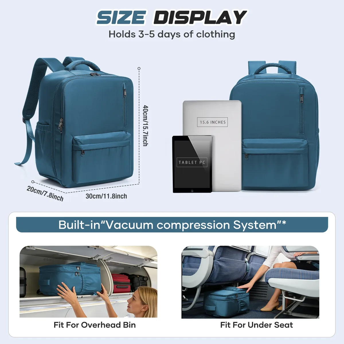 sac à dos de voyage ryanair pour bagages à main 40x30x20, sac à dos sous vide avec pompe, sac à dos de cabine wizzair pour femmes et hommes, sac pour ordinateur portable