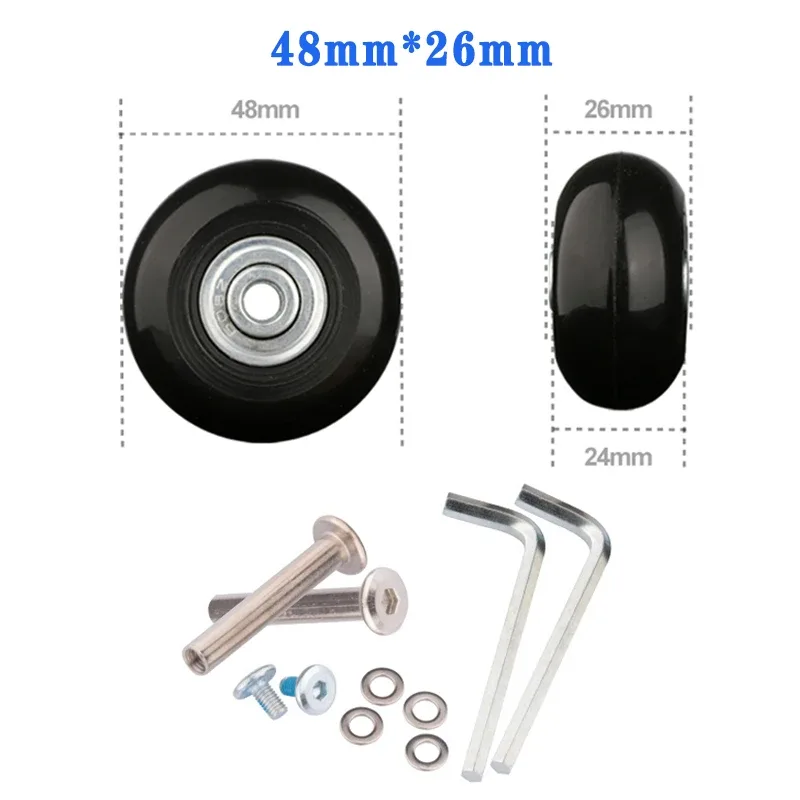 roues de remplacement à vis pour valise de voyage, kit de réparation d'essieu de roue 40/45/50/60/70/80/90/100/110/120mm, roulettes silencieuses