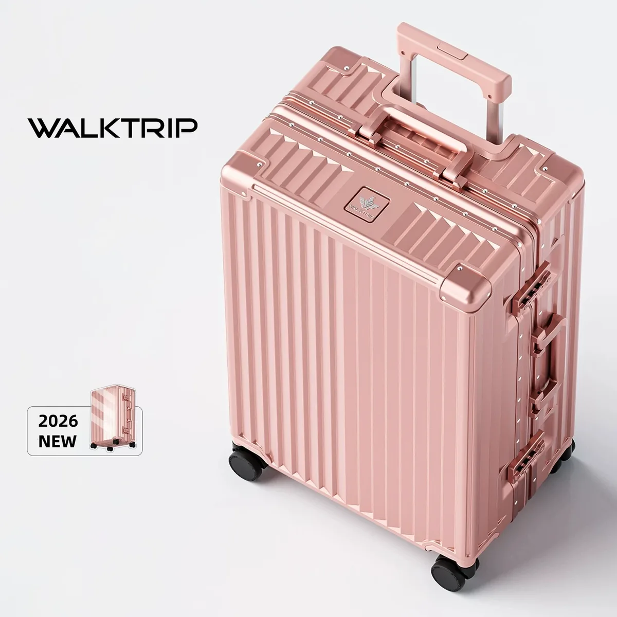 nouvelle valise de luxe 2026 en pc rigide avec cadre en aluminium, serrure tsa, bagage à roulettes pour femme, tailles 20/24/26/28 pouces
