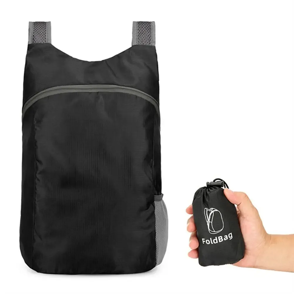 sac à dos pliable avec cordon de serrage, sac de rangement, fermeture éclair, grande capacité, léger, en nylon, sac d'école, sac à bandoulière, sac de voyage