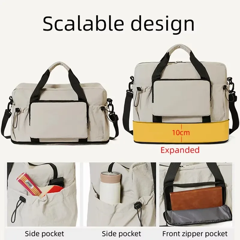 sac de sport avec compartiment sec/humide, sac de voyage, sac de rangement pour bagages de courte distance, sac bandoulière portable extensible sac à main