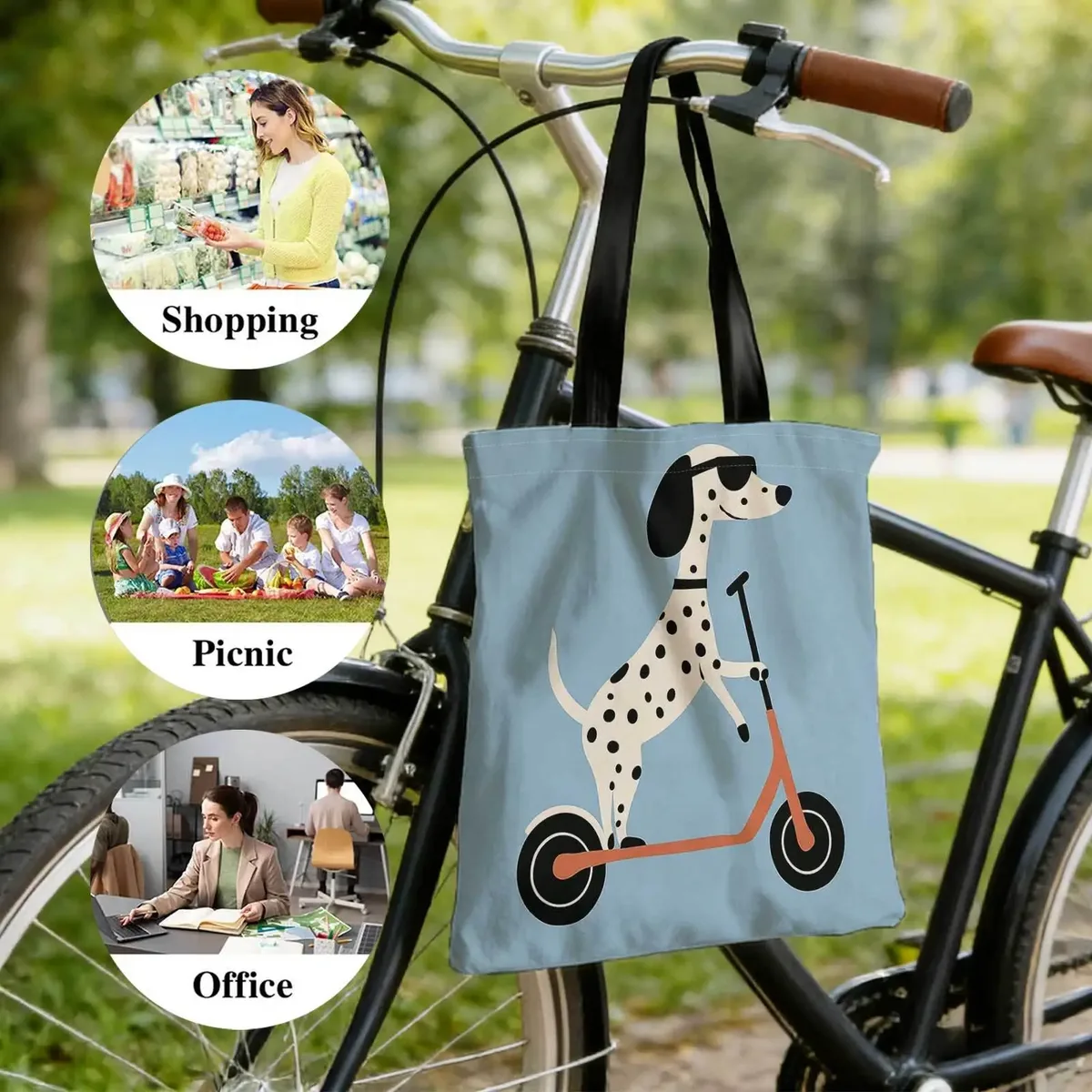 sac fourre-tout en polyester imprimé chien à lunettes tendance pour la saint-valentin, 1 pièce, sacs d'épicerie réutilisables pour le shopping, accès facile