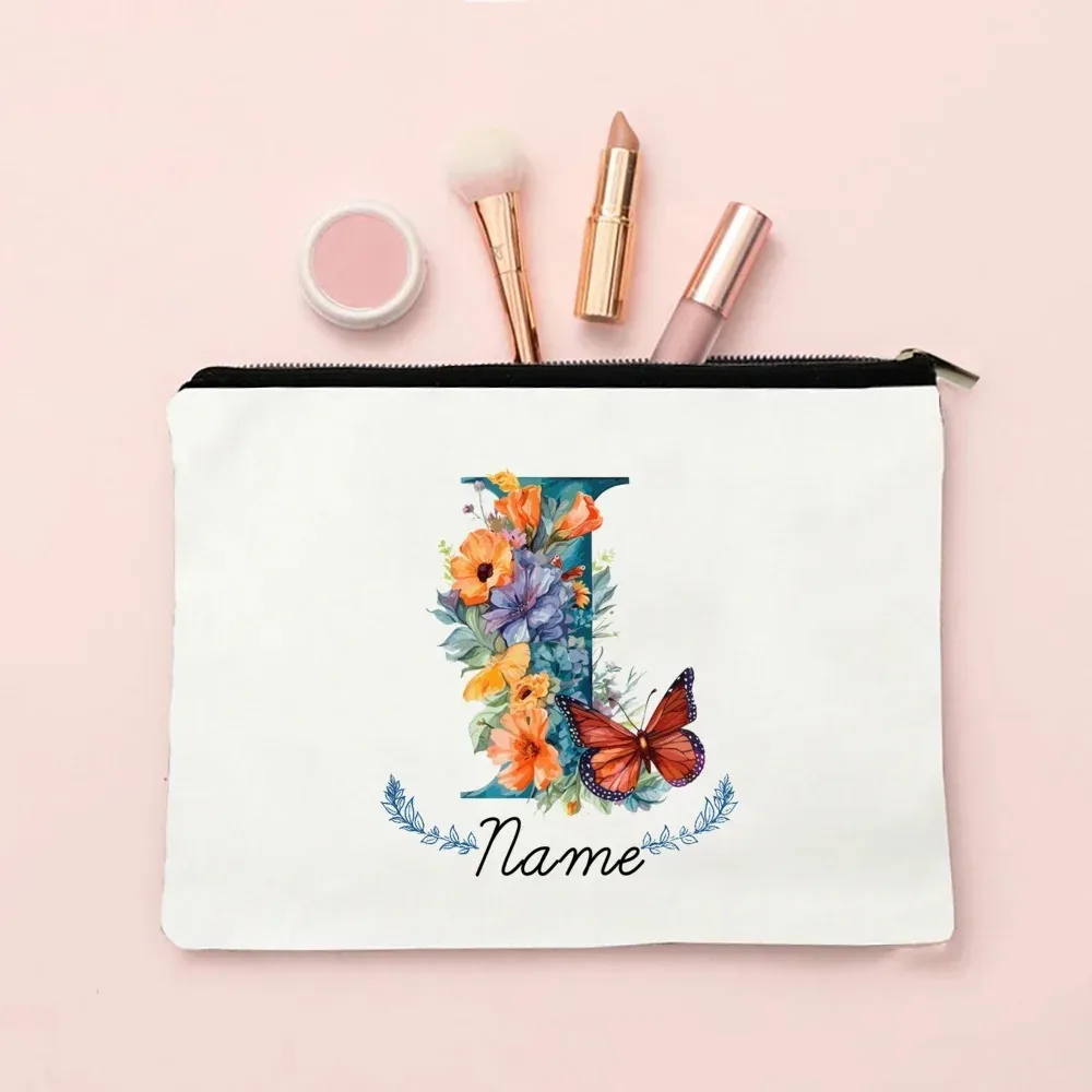 pochette de maquillage personnalisée avec initiale et nom pour femmes, sacs à cosmétiques a-z, trousse de toilette de voyage pour filles, cadeau de mariage ou d'anniversaire pour elle
