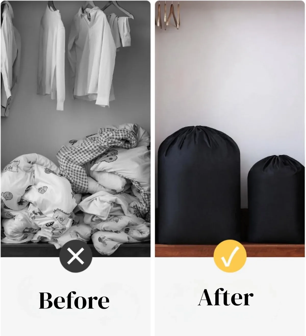 sac de rangement à cordon en tissu oxford de grande taille 94x120cm, adapté aux courses, aux vêtements, aux jouets, aux sacs anti-poussière et au rangement domestique (noir)