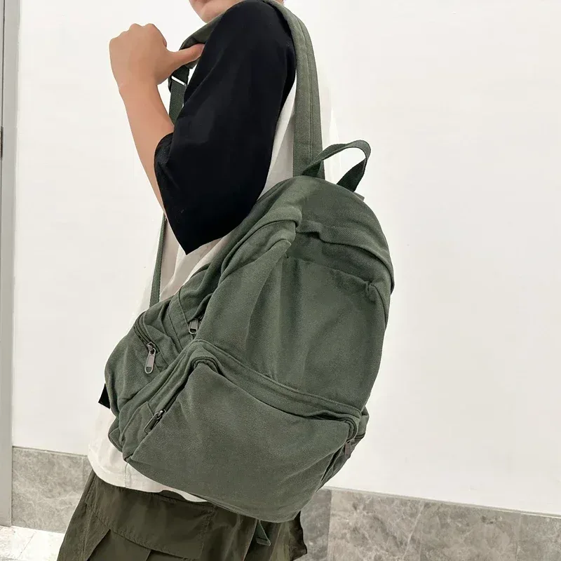 sac à dos vintage en toile délavée pour femmes, grande capacité, sacs d'école de loisirs pour étudiants, sacs à dos de voyage simples et solides, sac à livres féminin