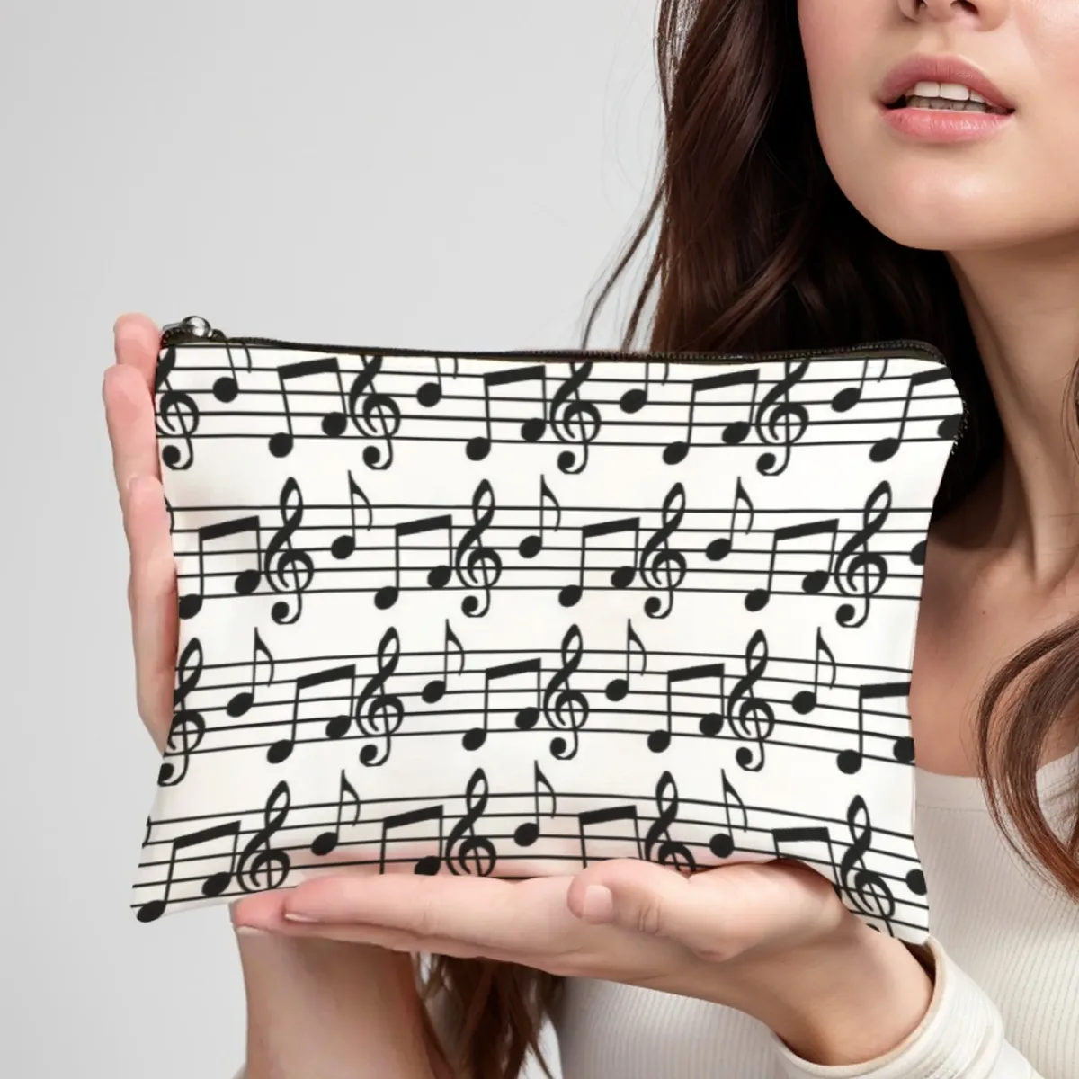 sac à cosmétiques melody musical note, notes de dessin animé avec impression, organisateur de voyage léger, pour ventilateur unisexe kawaii et de thérapie musicale
