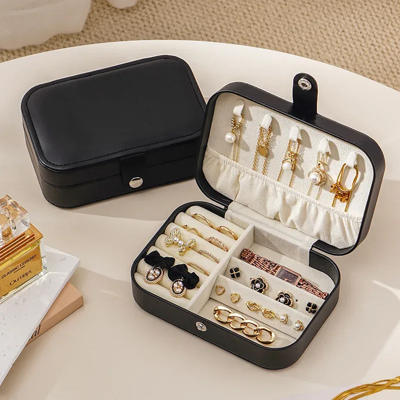 étui à bijoux de voyage, petite boîte à bijoux, boîte à bijoux de voyage portable, plateaux, organisateur, présentoir, mallette de rangement pour bagues et boucles d'oreilles