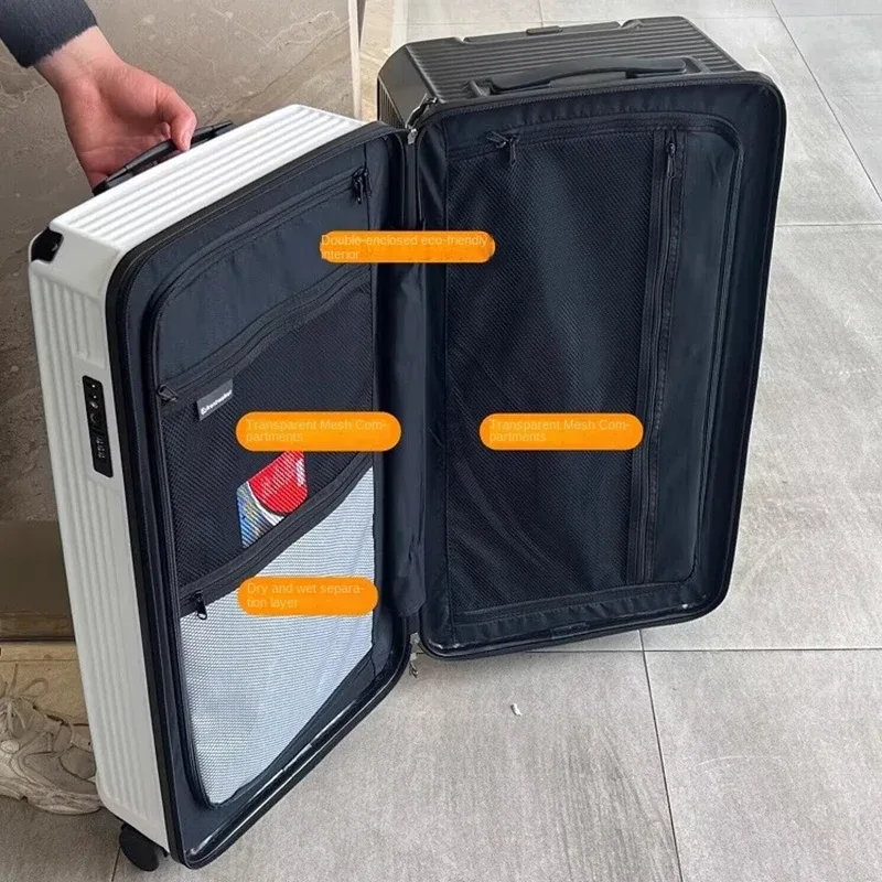 valise de grande taille avec cinq roues et frein, bagage cabine en pc de 30 pouces, valise de voyage avec serrure tsa, 22/26/34 pouces