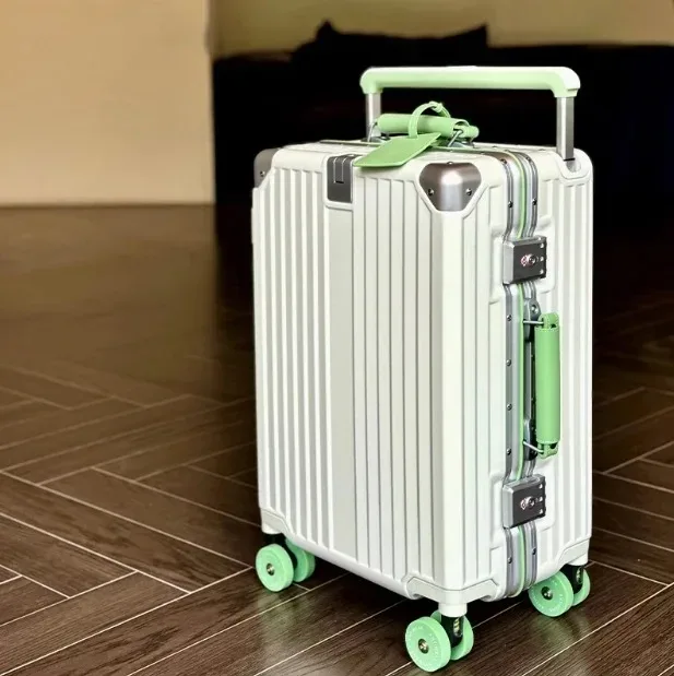 valise de chariot d'équilibre de voyage à guidon large avec roues silencieuses colorées serrure tsa bagage roulant matériau pc de grande capacité