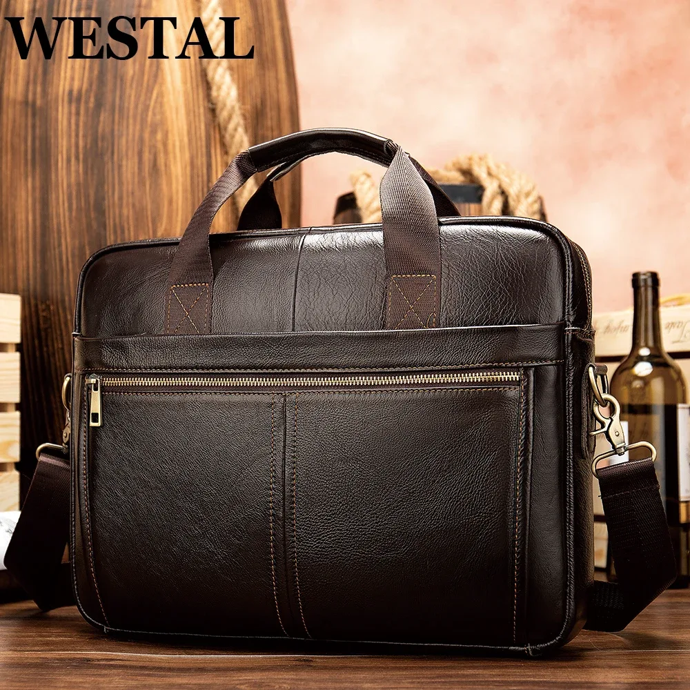 westal-sac messager en cuir véritable pour homme, étuis à bombes, sac pour ordinateur portable 14 en effet, sacs d'affaires de bureau pour document, 8572
