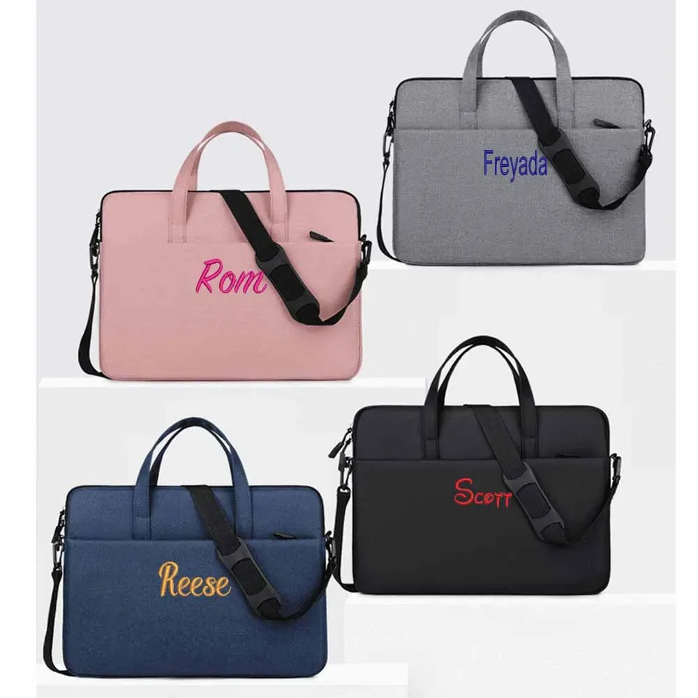 nouveau sac pour ordinateur portable avec nom brodé personnalisé sac pour ordinateur portable de grande capacité pour affaires en plein air, sac cadeau pour ordinateur portable à bandoulière unique