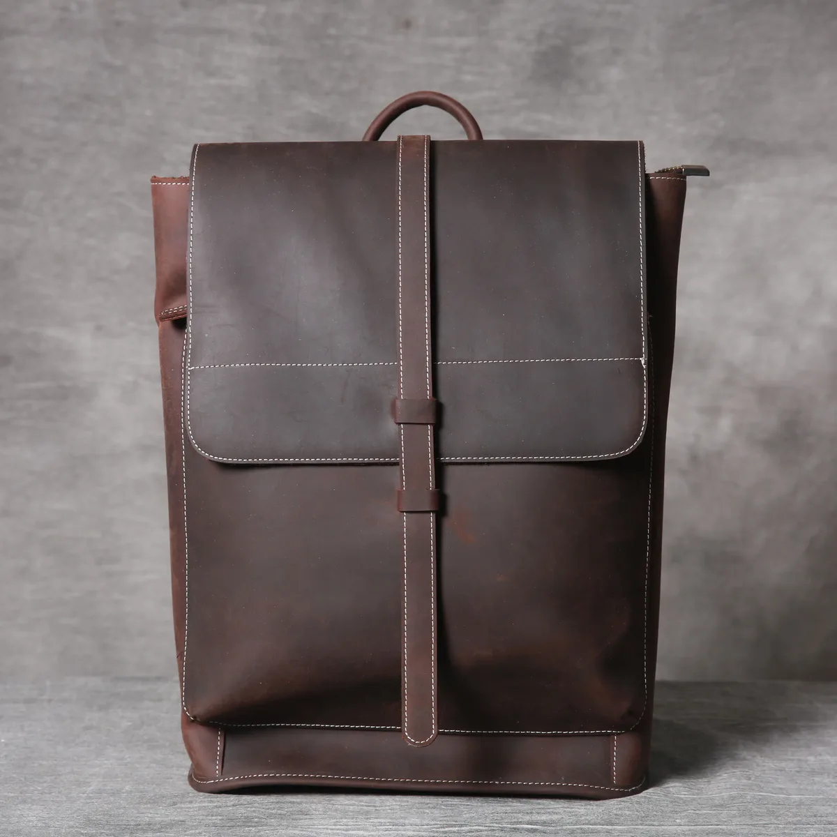 sac à dos vintage en cuir véritable pour homme, sac à bandoulière pour ordinateur portable en cuir pleine fleur fait main, sac en cuir crazy horse, mode pour homme