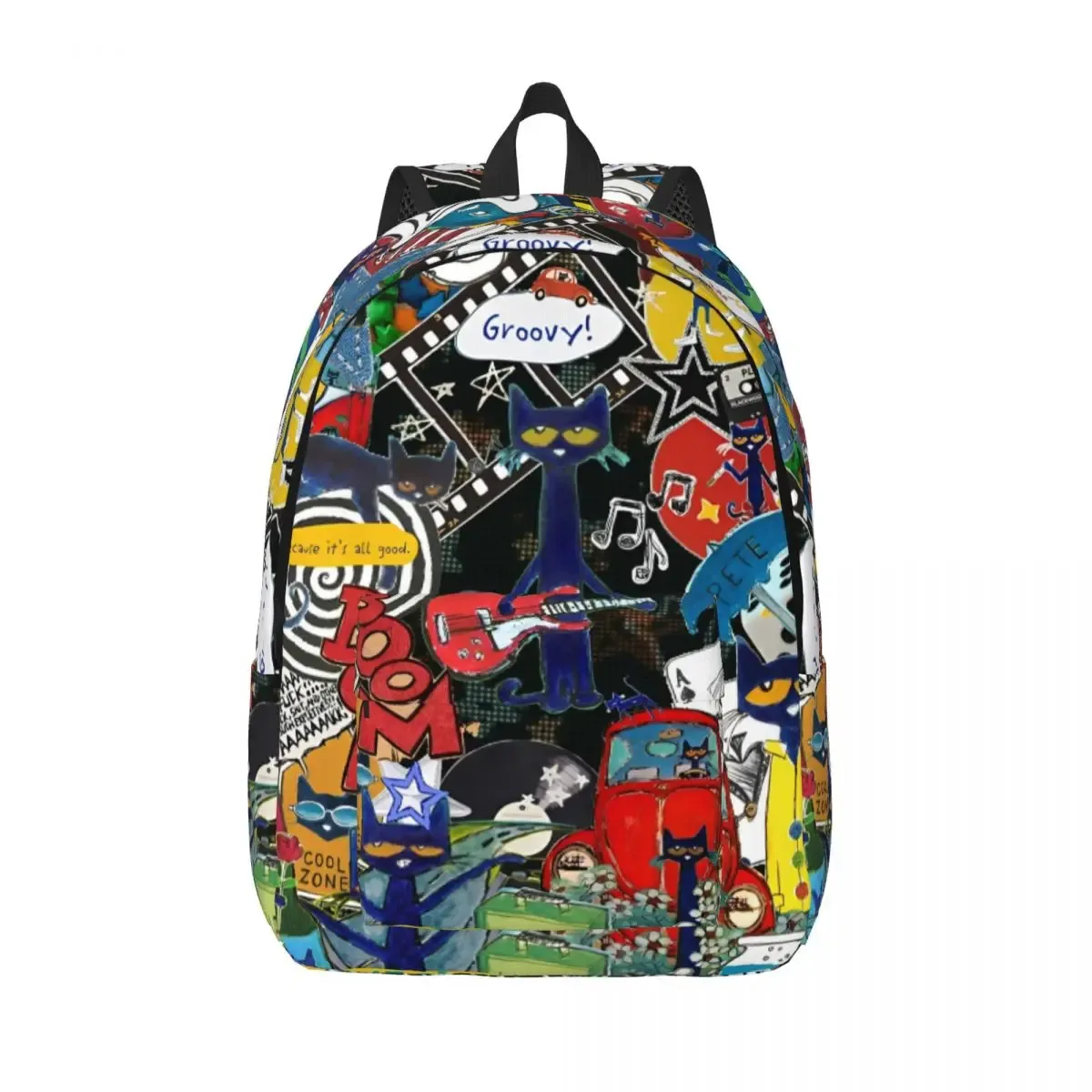 pete the cat comic backpack for men women fashion student business daypack cartoon cute laptop computer canvas bags sports
