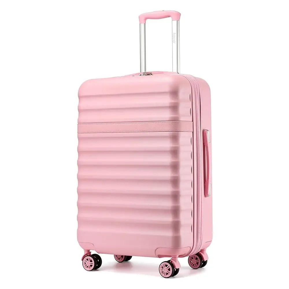 ensemble de valises rigides kono 3 pièces en abs+pc avec 4 roulettes pivotantes et serrure tsa, ensemble de valises trolley 20+24+28 pouces