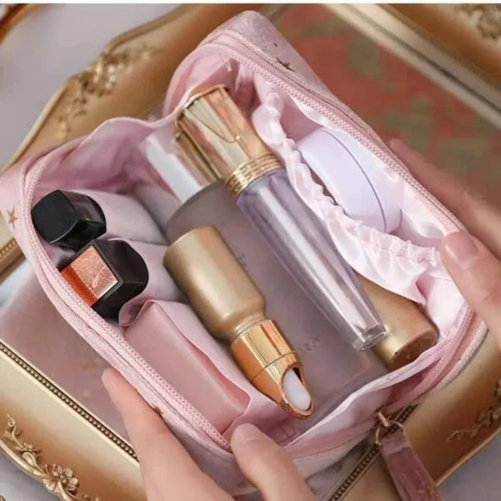 sac de maquillage en velours pour fille, organisateur, sac de rangement pour rouge à lèvres, trousse de toilette pour femme, étui de beauté, pochette de maquillage portable, sac cosmétique