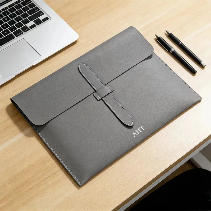 sac de documents professionnel personnalisé avec lettres, pochette pour documents a4, gravure en cuir pu, sac pour ordinateur portable 13 pouces, pochette de luxe pour documents