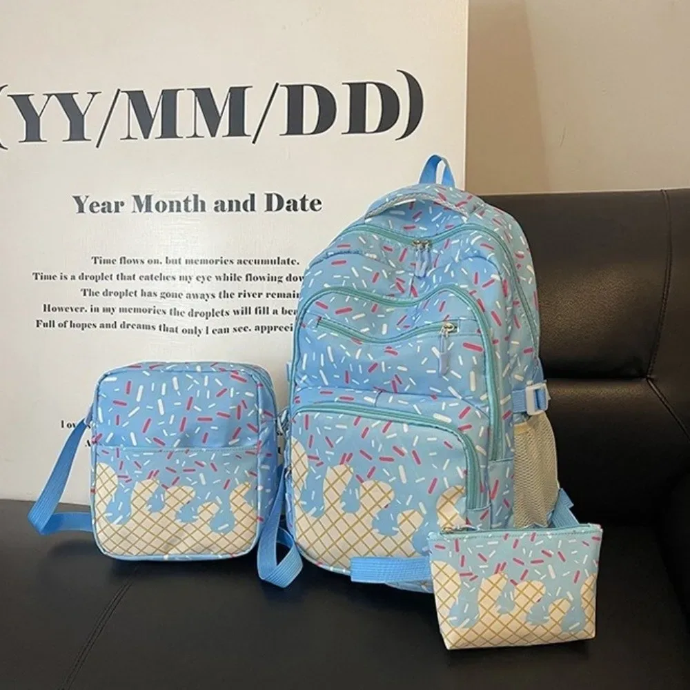 sac dos tissu oxford imprimé crème glacée bleu rose polyester femmes etudiants rangement voyages sorties