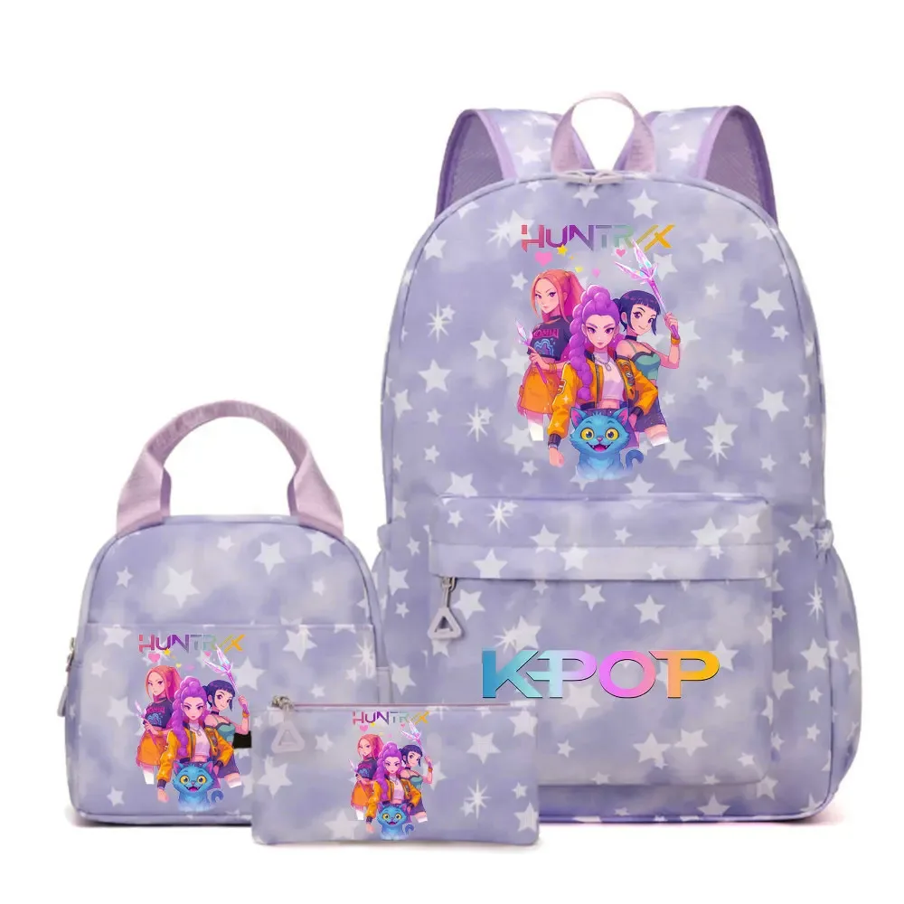 sac à dos kpop demon hunters pour filles, enfants, sacs à crayons, sacs à déjeuner, sacs à livres, sacs d'école pour femmes et adolescentes, ensembles de sacs à dos de voyage pour ordinateur portable