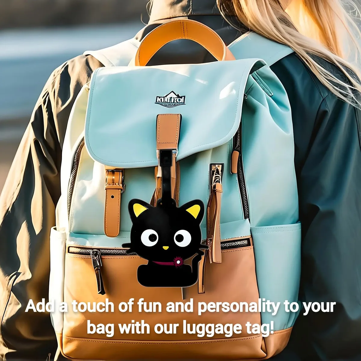 étiquette de bagage portable motif animaux mignons (chat, chien, dinosaure) pour identification de valise et étiquette d'embarquement
