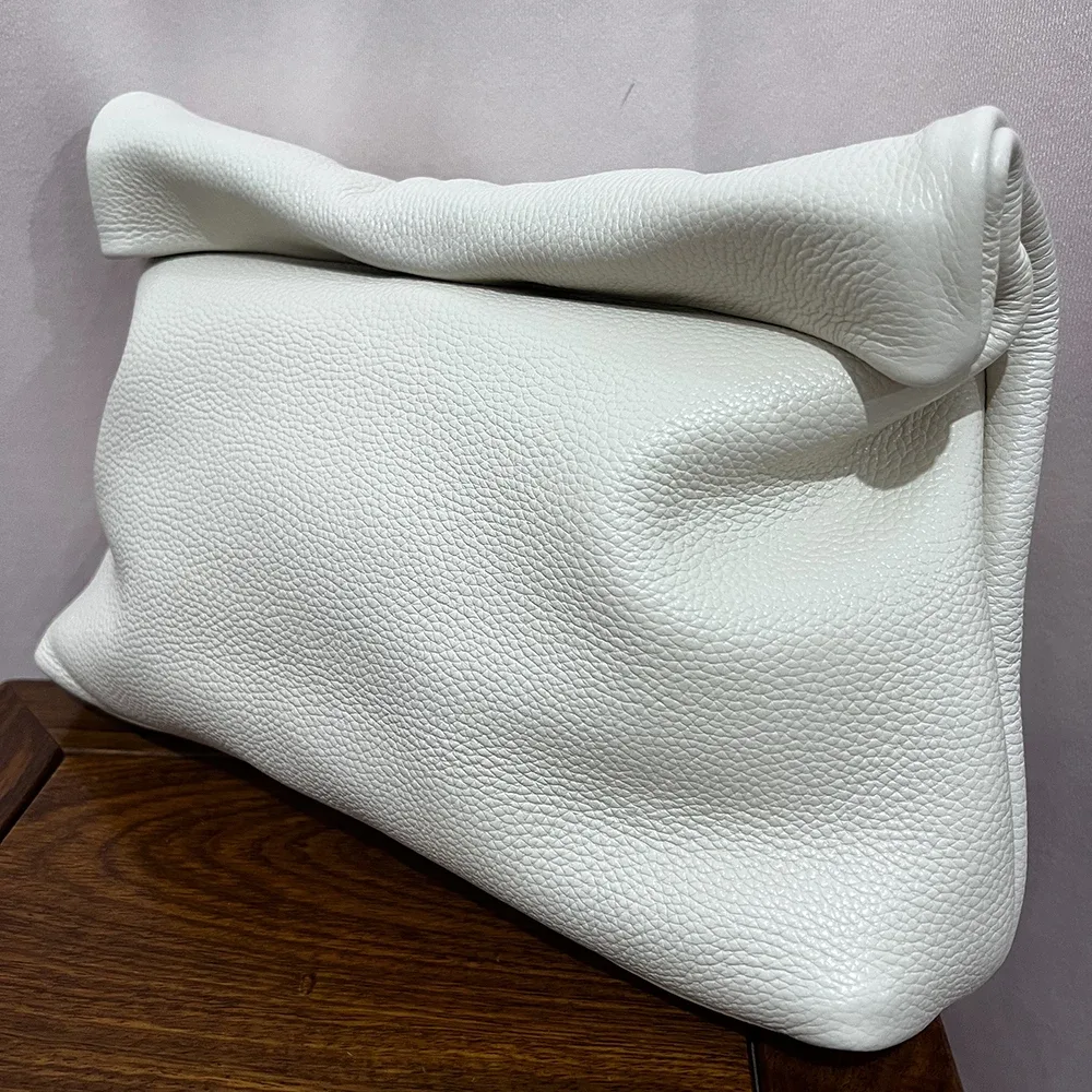 sac à main en cuir de vachette 100% authentique, sac à main pliable de haute qualité pour femmes, sac à main de créateur simple avec poignée magnétique