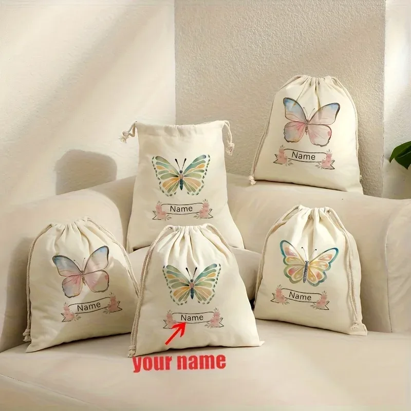 sac de rangement personnalisé en aquarelle avec motif papillon, organiseur de voyage avec nom personnalisé, pour outils de beauté, bijoux, cadeau parfait pour un mariage ou une cérémonie nuptiale