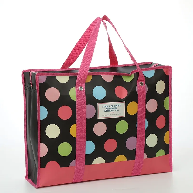 sac de rangement de couette non tissé de dessin animé portable, grande capacité, étanche, voyage, shopping, organisateur de jouets gt, sac plié