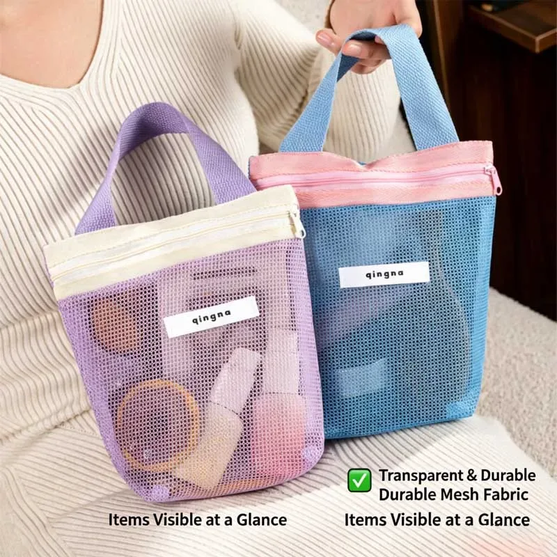 sac fourre-tout d'été en maille, petite trousse de toilette, sac à main pliable et portable, trousse de toilette colorée, sacs de rangement pour la plage, la natation et les voyages pour femmes
