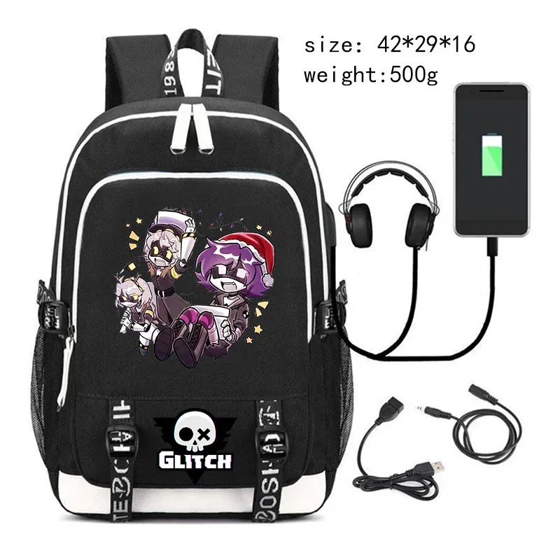 nouveau murder drones sac à dos pour étudiant garçons mode tendance sac à dos usb ordinateur portable sac à dos dessin animé noir fille sac d'école pour adolescent