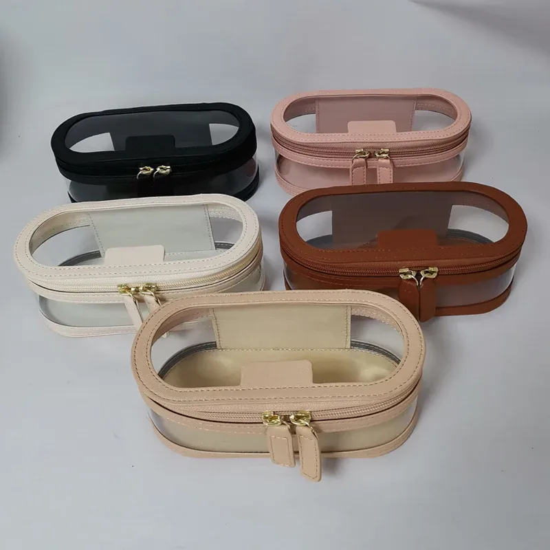 trousse de maquillage multifonctionnelle portable de voyage, sac à cosmétiques transparent de grande capacité avec petit sac