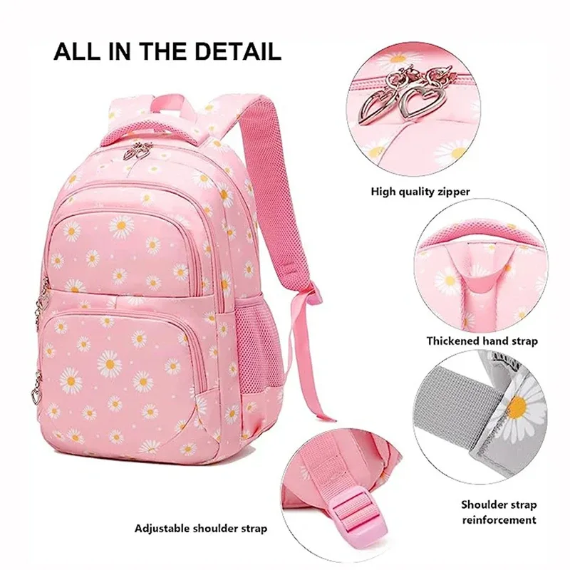 andrpattern-sac à dos d'école étanche pour garçon et fille, trousse à crayons, ensemble trois pièces en tissu nylon, tendance adolescente