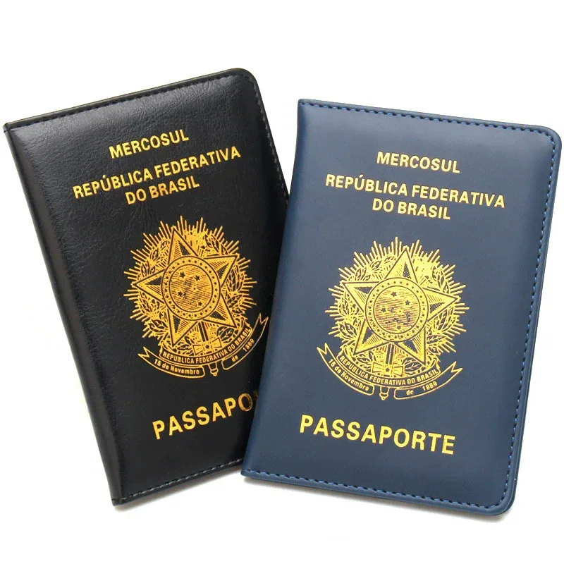 couverture de passeport en cuir pu brésilien pour femmes et hommes, porte-passeport de voyage, étui pour brésil