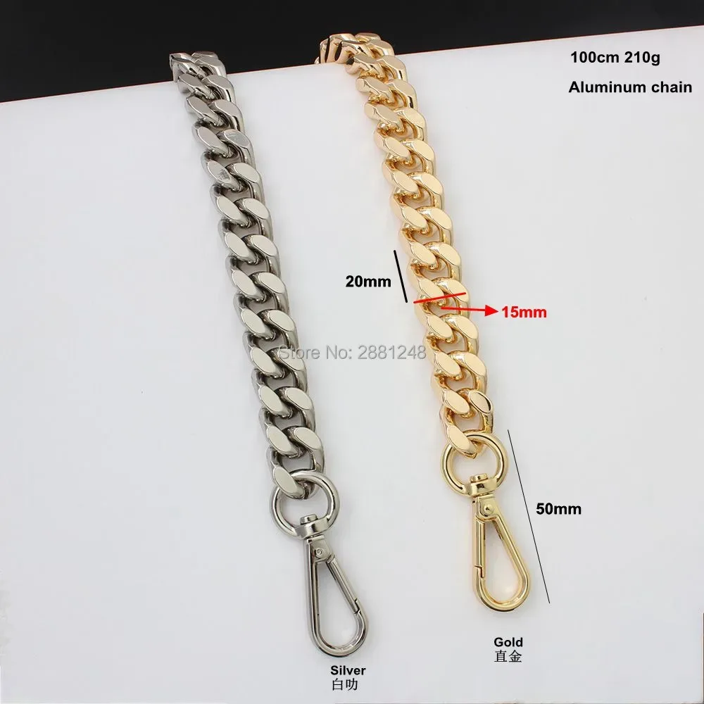 chaîne de fabrication en aluminium avancée de 15mm, 1 à 5 pièces, pièces de sacs légers, poignées de bricolage, accessoires, sangles de sac à main, chaînes de sac à bandoulière
