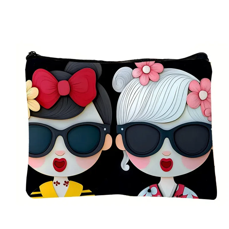 pochette à maquillage avec motifs de personnages de dessins animés, couleurs vives et un design amusant et charmant pour les voyages et le camping, trousse de toilette