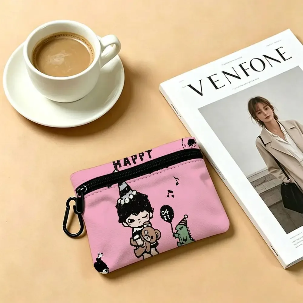 porte-monnaie oxford h-hirono mysterious-artistic avec mousqueton détachable, sac de rangement compact pour accessoires de shopping et activités de plein air