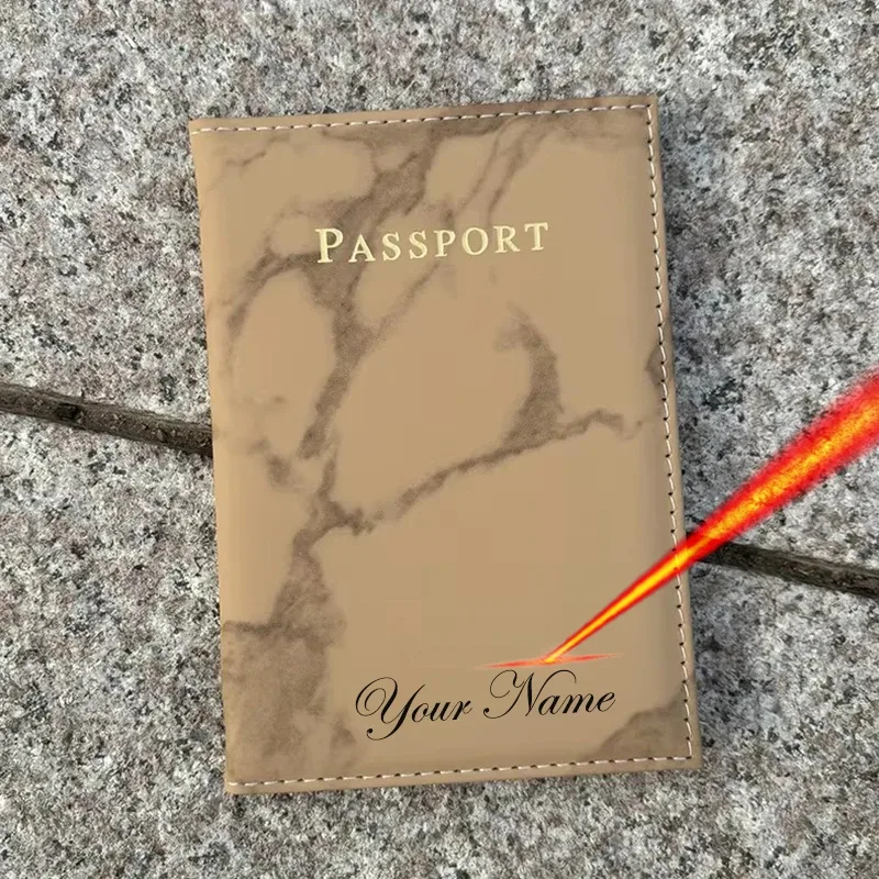 noms de gravure laser sur porte-passeport, couverture patten en marbre pour passeports, portefeuille de voyage, étui pour passeport avec noms personnels