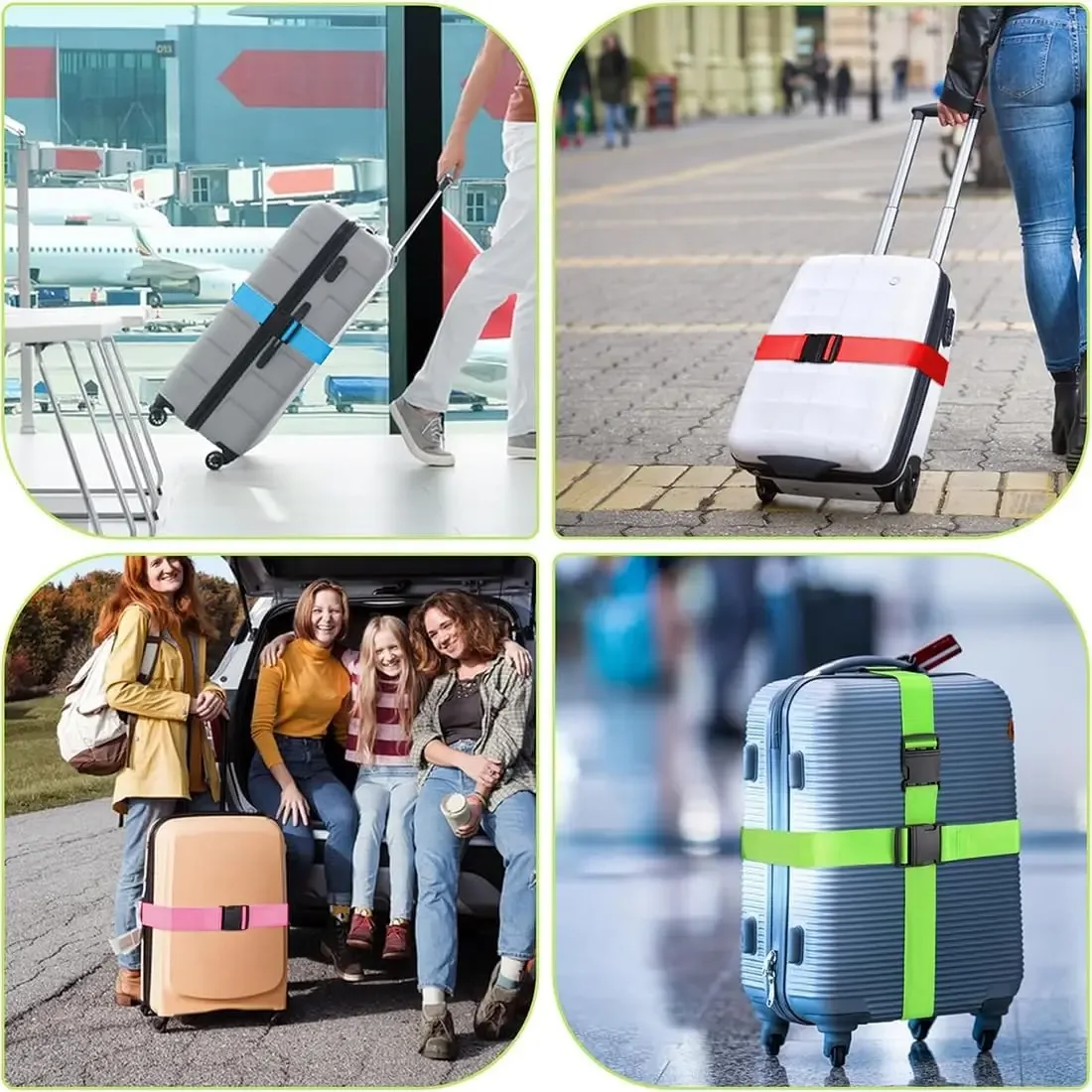 ensemble de sangles à boucle monobloc, sangle d'emballage en nylon résistante à l'usure, sangle de bagage anti-ouverture, étiquette d'identification pour compagnies aériennes, accessoires de bagage pour voyages et déplacements professionnels, adaptés aux voyageurs / étudiants / professionnels en déplacement, accessoires anti-ouverture pour bagages à main.