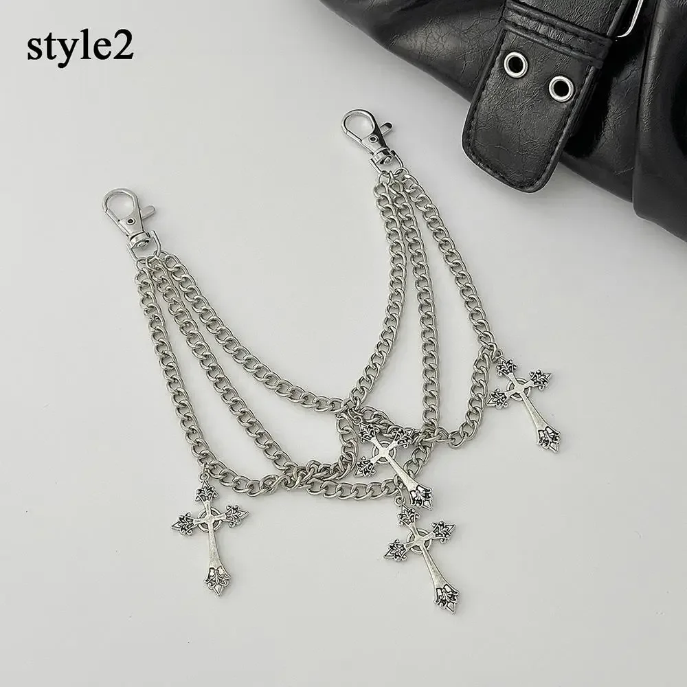 chaîne de sac en métal multicouche y2k, pendentif étoile, chaîne de sac à bandoulière punk rétro pour sac à main, accessoires de sac à nœud papillon en perles