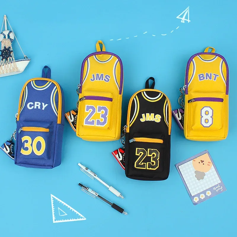 Trousse à crayons étanche pour étudiant garçon, sac de basket-ball, boîte à crayons multifonctionnelle, papeterie scolaire