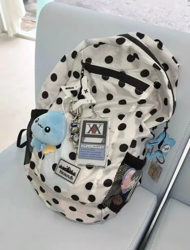 sac à dos en nylon à pois 2026, nouveau sac à dos ultraléger d'été grande capacité, sac à dos coréen tendance