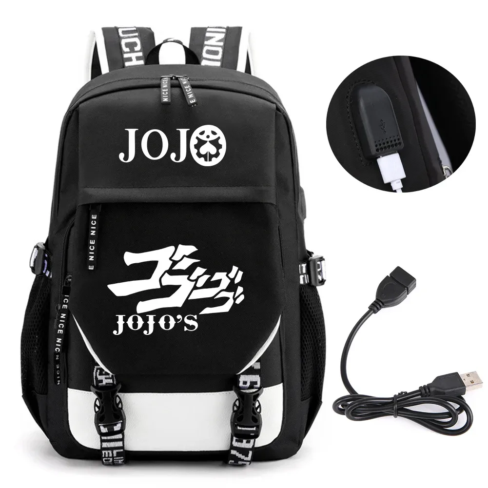 anime jojo bizarre adventure kira sac à dos école livre sacs mochila voyage usb port sac ordinateur portable garçon filles sac à dos