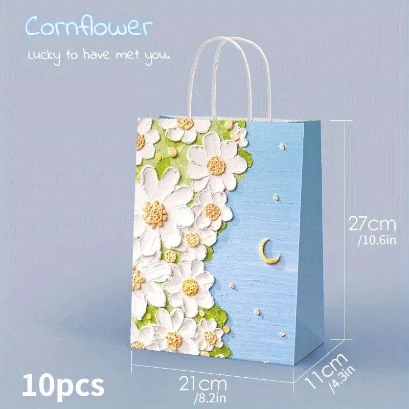sacs cadeaux kraft blancs, cadeaux créatifs de vacances, fourre-tout avec texte, sacs-cadeaux de la journée de léon, sacs d'emballage, 10 pièces
