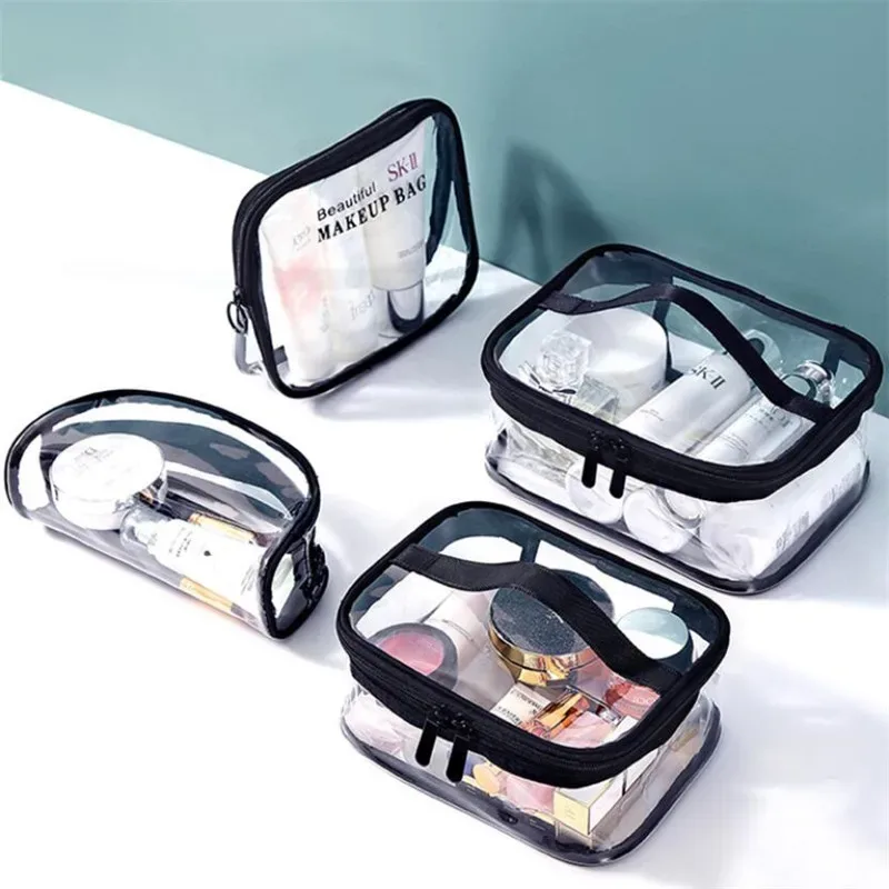 sac à cosmétiques de bain en pvc transparent imperméable pour femmes, trousse de maquillage de voyage avec fermeture éclair, organisateur de lavage de beauté, kit de rangement de toilette
