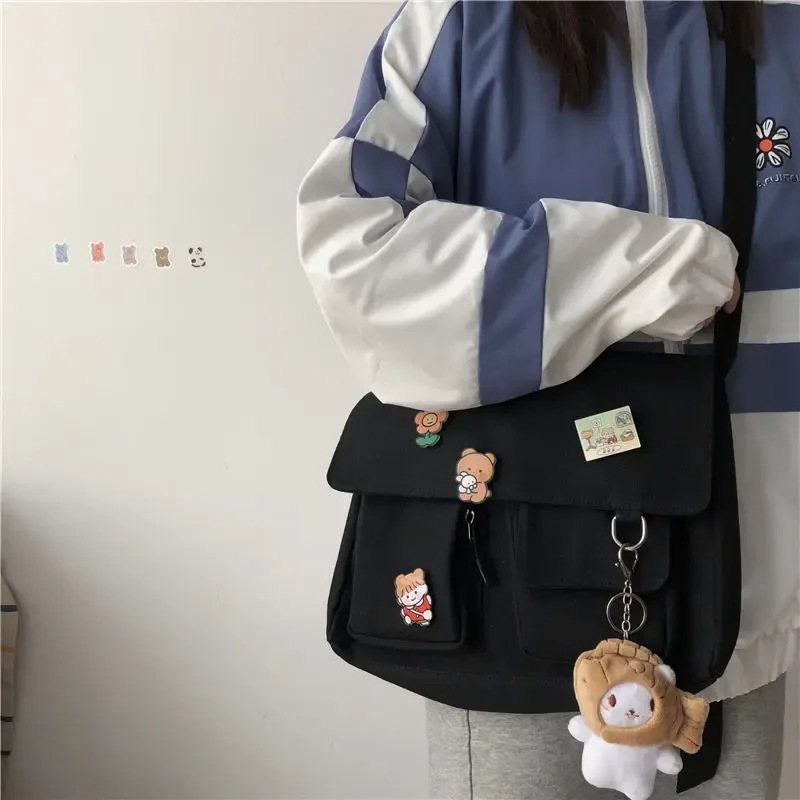 femmes simple sac de messager sacoche décontractée dames sacs à main sac à bandoulière pochette filles doux imprimé toile croix sacs d'école sacs à main