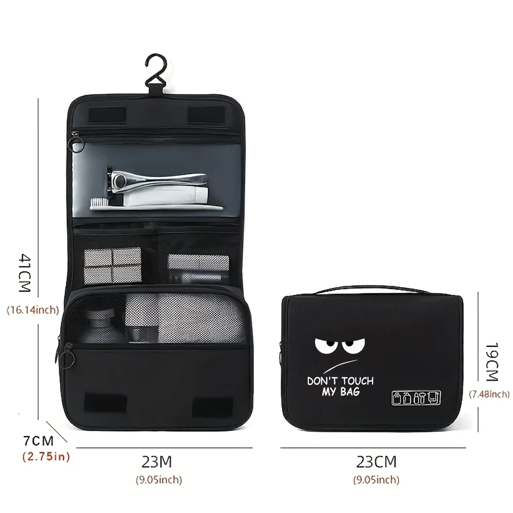 sac de maquillage portable à motif de dessin animé, unisexe, organisateur de cosmétiques de grande capacité, trousse de toilette suspendue pour femmes et hommes, pour le lavage, le rasage et le maquillage.