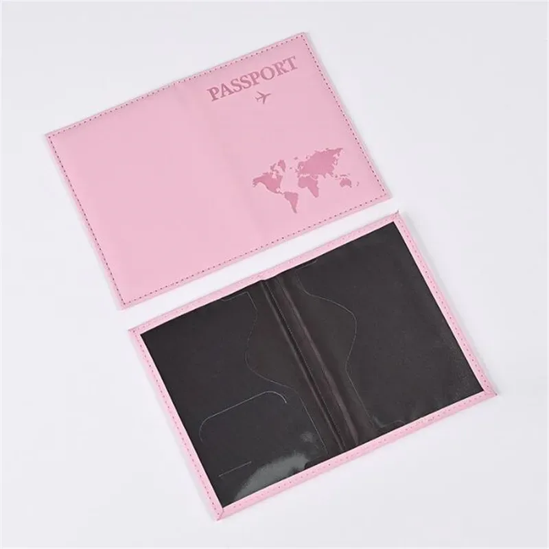 plan aérien accessoires de voyage porte-passeport couverture d'identité femmes hommes portable rose carte bancaire passeport affaires portefeuille en polyuréthane étui titulaire