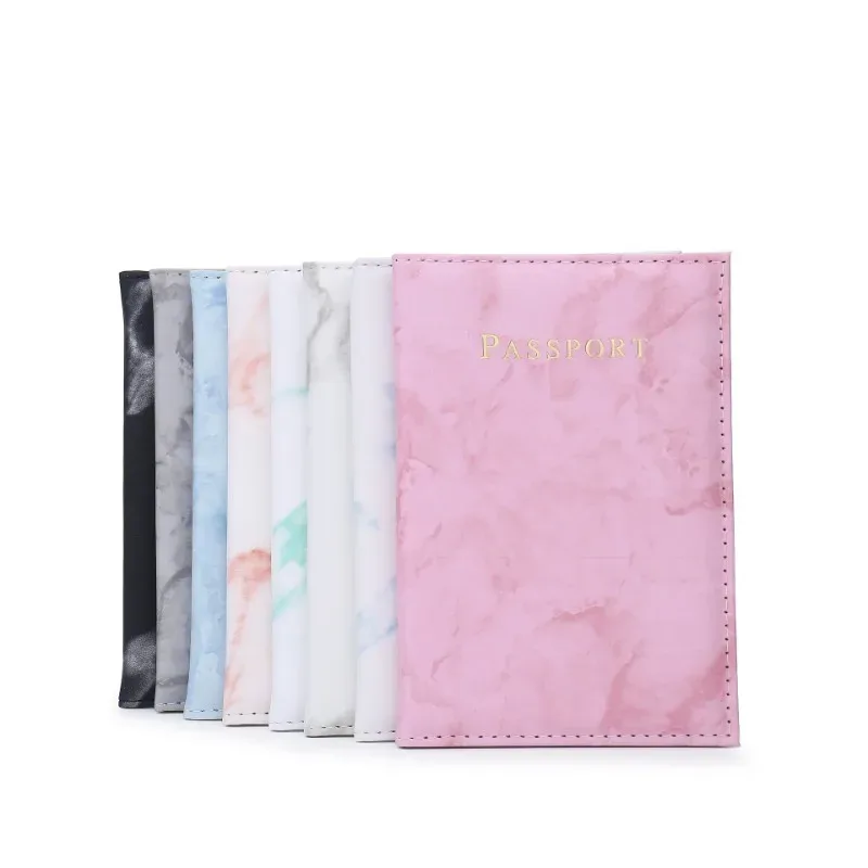 étui porte-passeport en marbre, accessoires de voyage, couverture d'identité pour femmes et hommes, couverture de passeport pour carte bancaire, étui portefeuille d'affaires, pochette