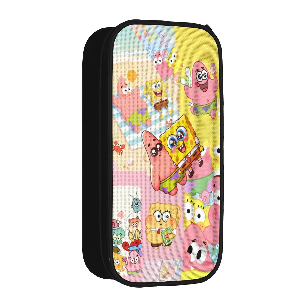 trousse à crayons s-spongebobs avec portraits de visages multiples, pochette en toile, grande capacité, pour garçons et filles, fournitures scolaires