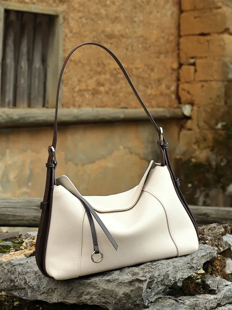 sac en cuir souple blanc yanatari, sac en cuir véritable, grande capacité, sac bandoulière minimaliste, sac à main de luxe pour femmes