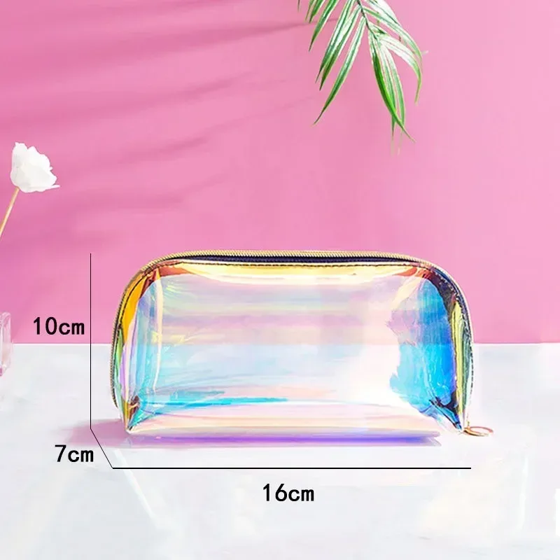 étui à maquillage transparent en pvc tendance pour femmes, organiseur de beauté laser, pochette mini sac en gelée pour dames, sac à cosmétiques